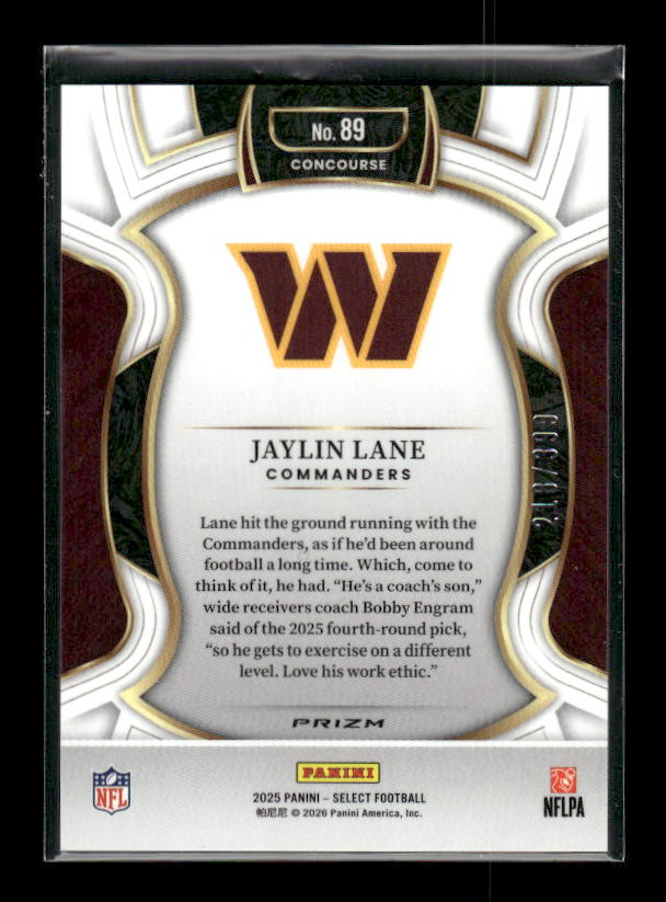 Jaylin Lane - 2025 Select Football - Tri Color /399 - Rookie