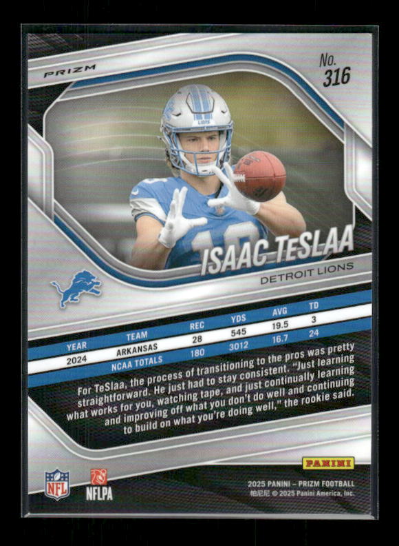 Isaac TeSlaa - 2025 Prizm Football - Red White & Blue - Rookie