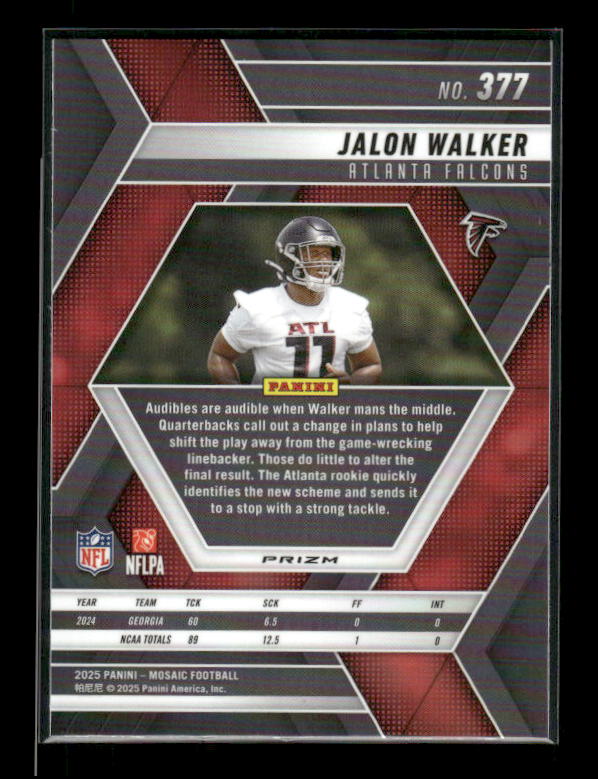 Jalon Walker - 2025 Mosaic Football - Green Mosaic - Rookie