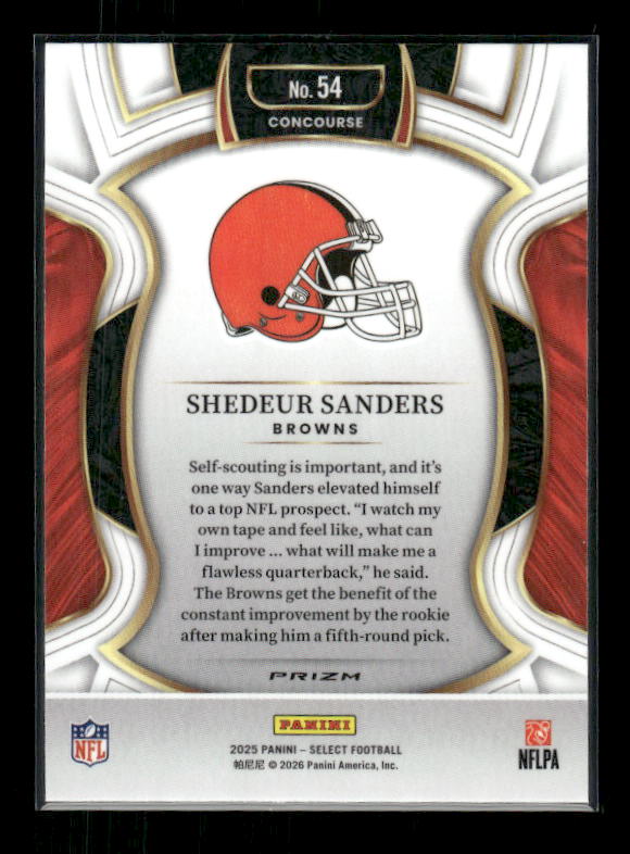 Shedeur Sanders - 2025 Select Football - Green & Yellow Shock - Rookie
