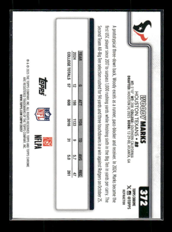 Woody Marks - 2025 Topps Chrome Football - Refractor - Rookie
