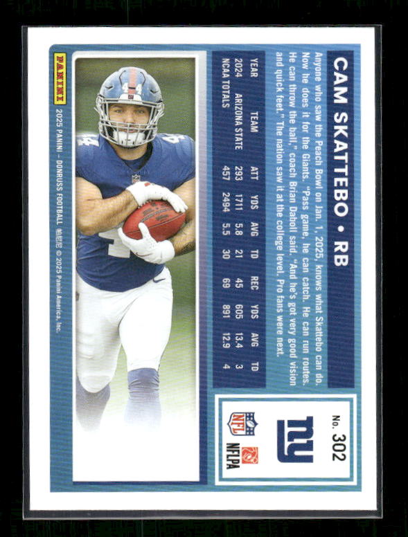 Cam Skattebo - 2025 Donruss Football - Yellow Press Proof - Rated Rookie