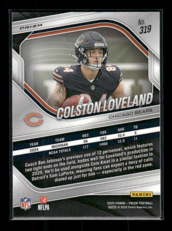 Colston Loveland - 2025 Prizm Football - Pink Prizm - Rookie