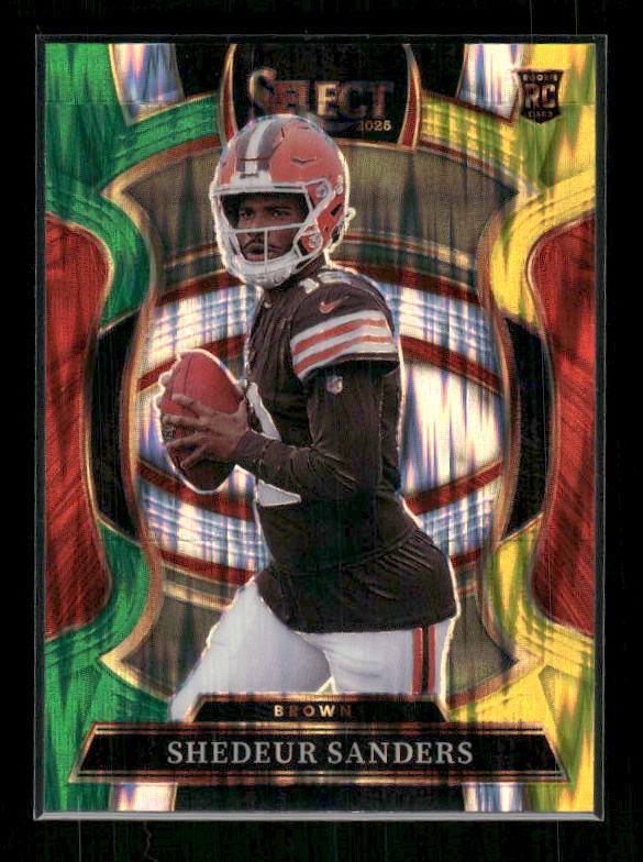 Shedeur Sanders - 2025 Select Football - Green & Yellow Shock - Rookie