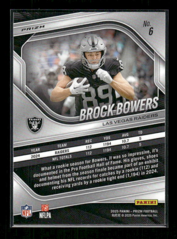 Brock Bowers - 2025 Prizm Football - White Disco