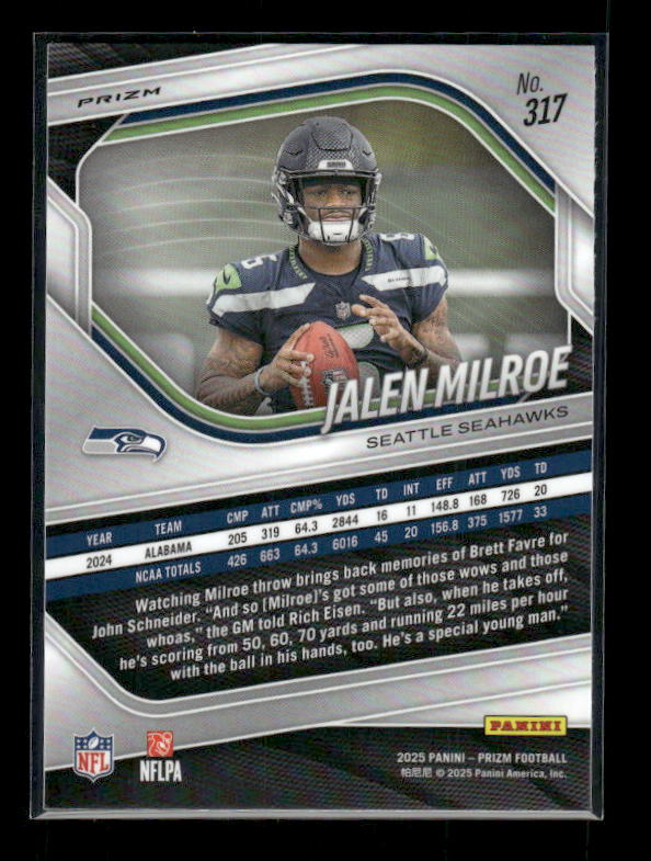 Jalen Milroe - 2025 Prizm Football - White Disco - Rookie