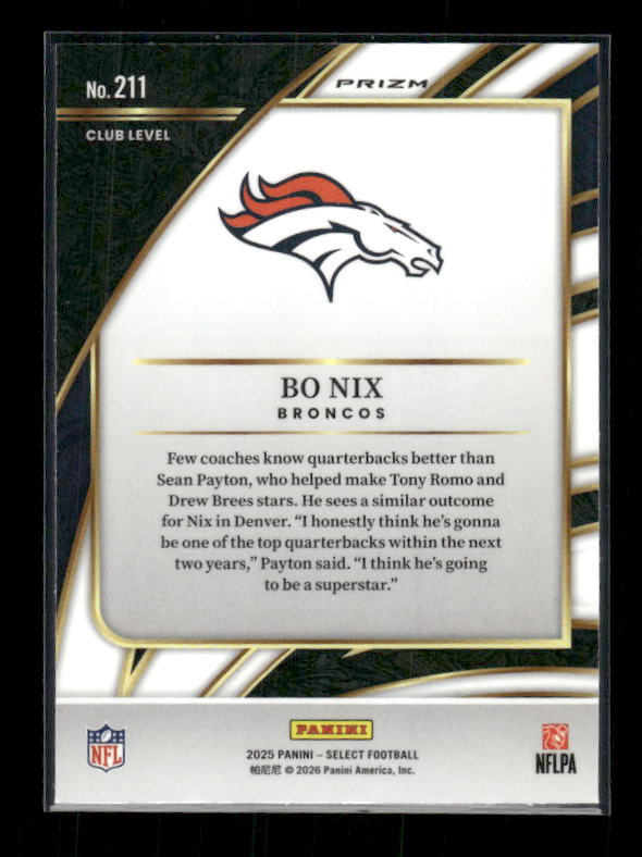 Bo Nix - 2025 Select Football - Club Red & Blue Shock