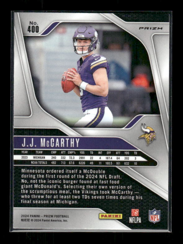 J.J. McCarthy - 2024 Prizm Football - Green Wave - Rookie