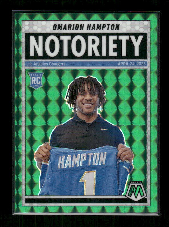 Omarion Hampton - 2025 Mosaic Football - Green Mosaic Notoriety - Rookie