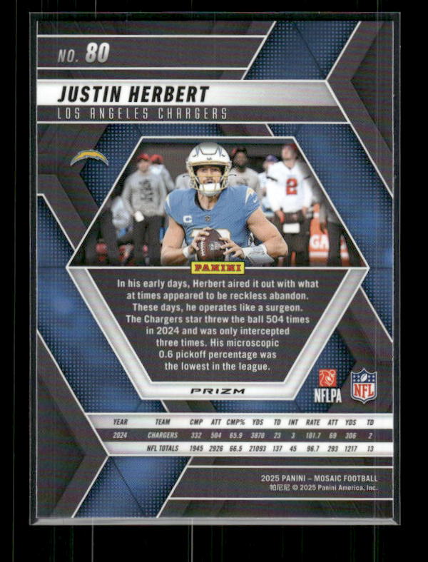 Justin Herbert - 2025 Mosaic Football - Silver Prizm