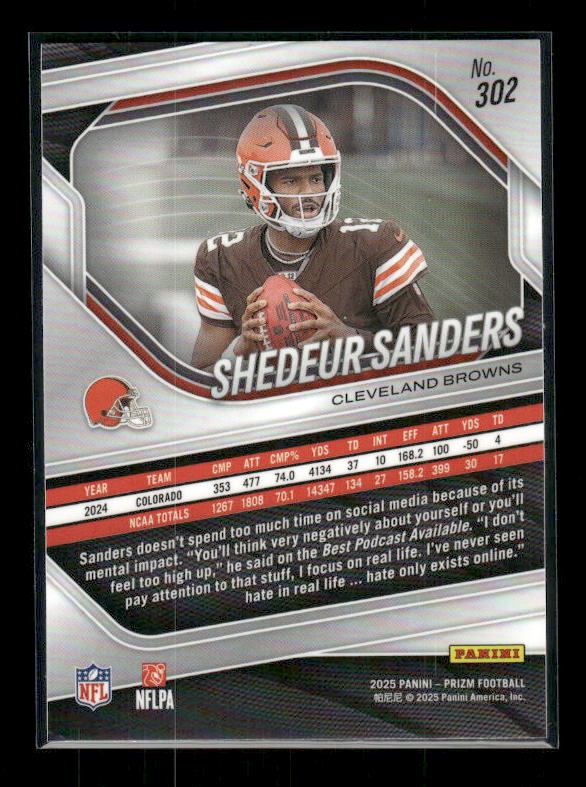 Shedeur Sanders - 2025 Prizm Football - Rookie