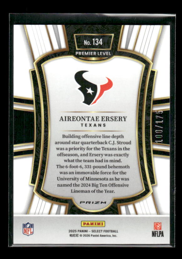 Aireontae Ersery - 2025 Select Football - Premier Level Blue Checker /175 - Rookie