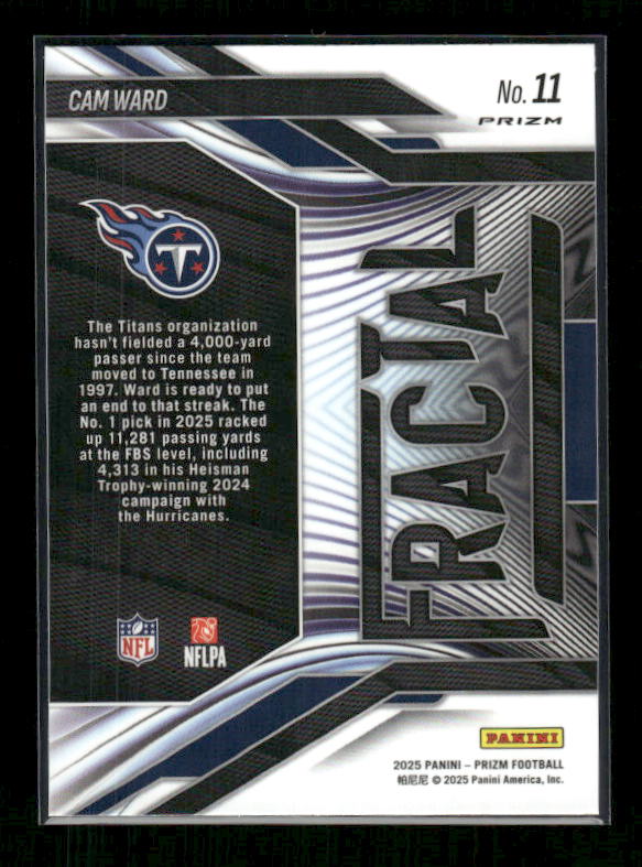 Cam Ward - 2025 Prizm Football - Green Fractal - Rookie