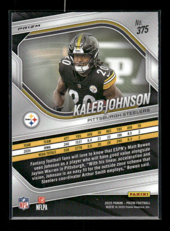Kaleb Johnson - 2025 Prizm Football - White Disco - Rookie