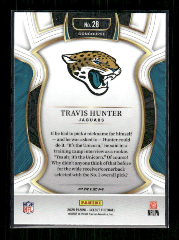 Travis Hunter - 2025 Select Football - Black & Red Shock - Rookie
