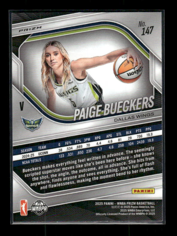 Paige Bueckers - 2025 Prizm WNBA - Silver Prizm - Rookie Variation