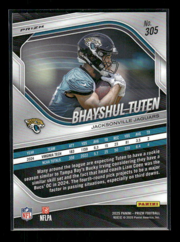 Bhayshul Tuten - 2025 Prizm Football - White Disco - Rookie