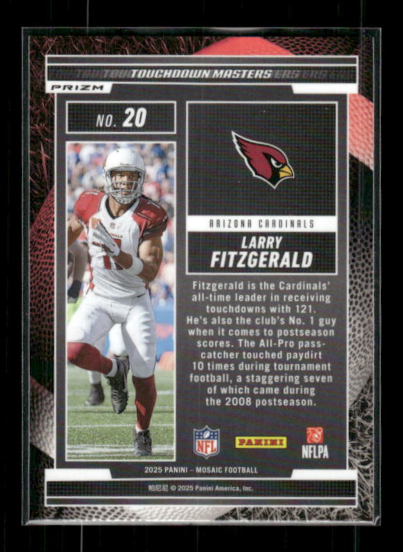 Larry Fitzgerald - 2025 Mosaic Football - Orange Fluorescent Touchdown Masters