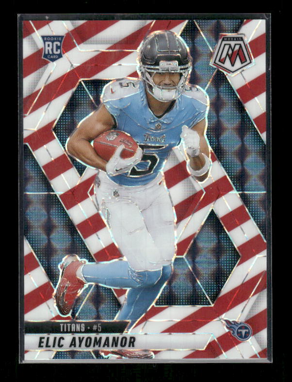 Elic Ayomanor - 2025 Mosaic Football - Red White Stripe - Rookie