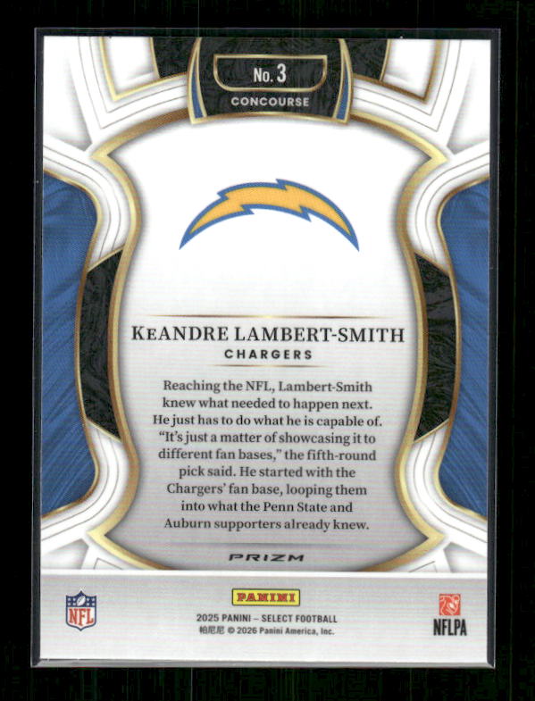 KeAndre Lambert Smith - 2025 Select Football - Black & Red Shock - Rookie