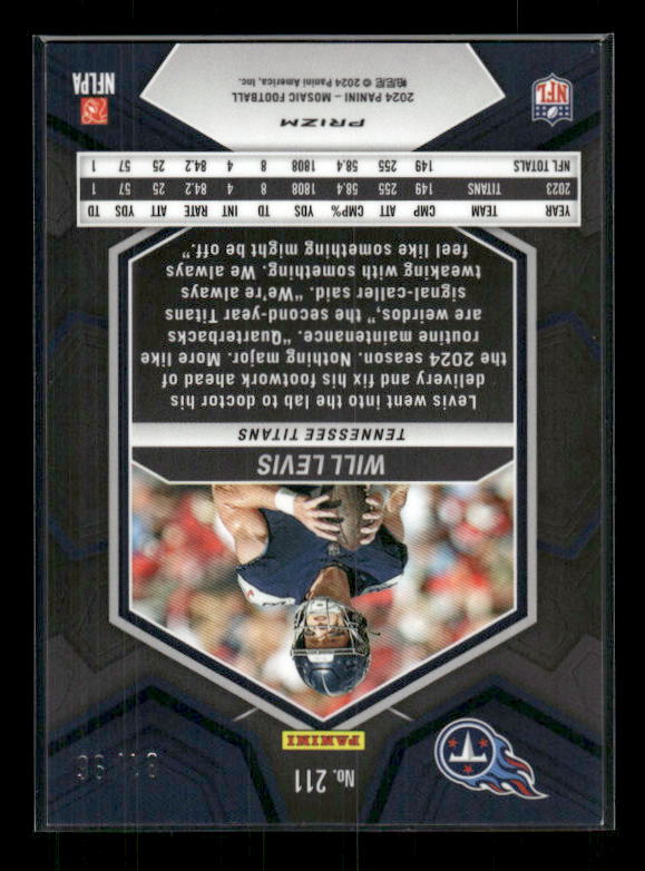 Will Levis - 2024 Mosaic Football - Blue Sparkle /96