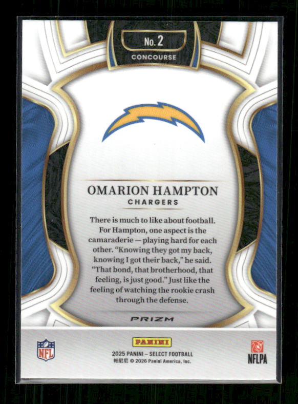 Omarion Hampton - 2025 Select Football - Silver Prizm - Rookie