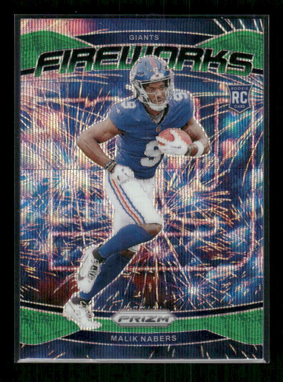 Malik Nabers - 2024 Panini Prizm - Green Wave Fireworks - Rookie