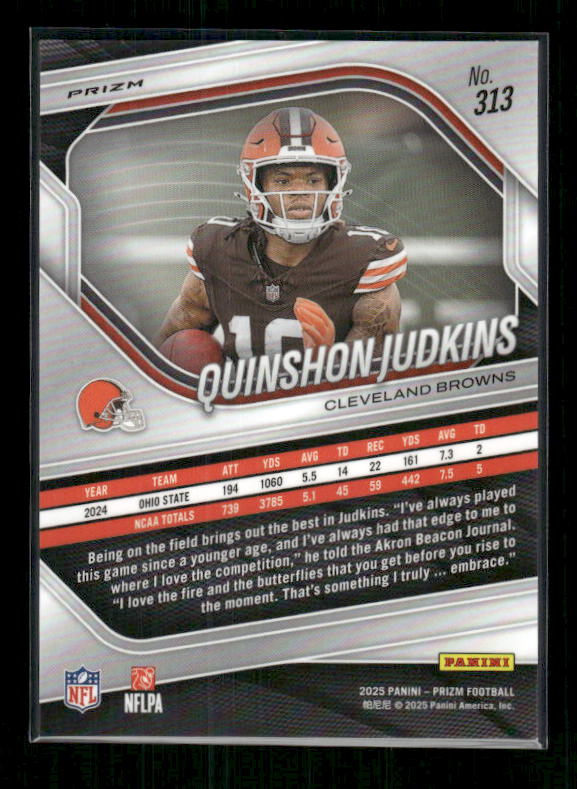 Quinshon Judkins - 2025 Prizm Football - Green Wave Prizm - Rookie