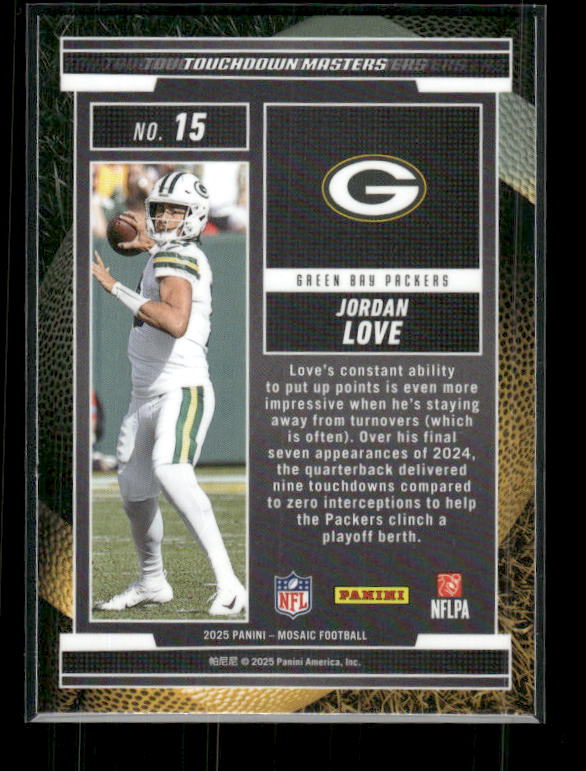 Jordan Love - 2025 Mosaic Football - Mosaic Prizm Touchdown Masters