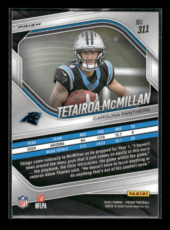 Tetairoa McMillan - 2025 Prizm Football - Neon Green Pulsar - Rookie
