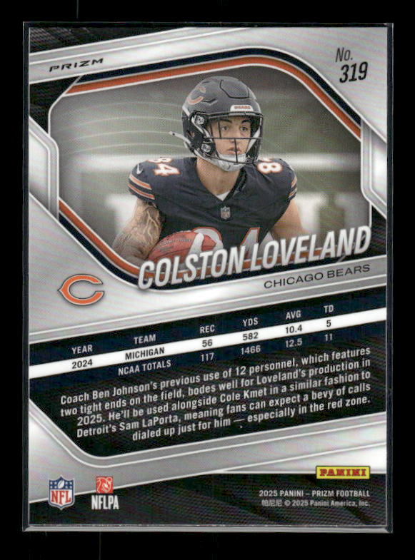Colston Loveland - 2025 Prizm Football - Neon Green Pulsar - Rookie