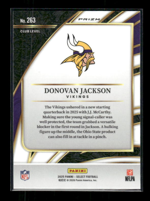 Donovan Jackson - 2025 Select Football - Club Black & Red Shock - Rookie