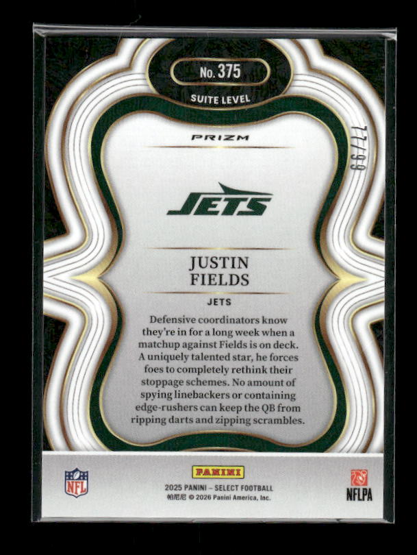 Justin Fields - 2025 Select Football - Suite Level Blue Prizm /99
