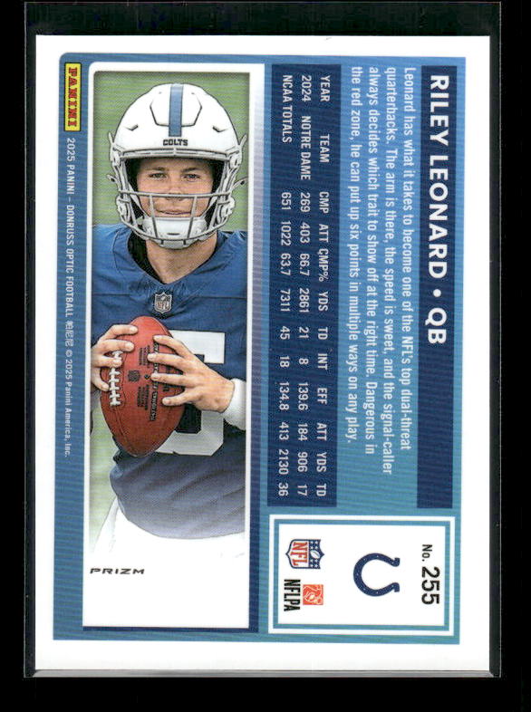 Riley Leonard - 2025 Optic Football - Purple Shock - Rated Rookie