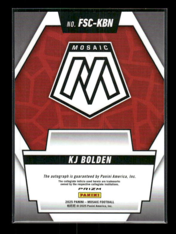 KJ Bolden - 2025 Mosaic Football - Future Scripts Auto - NIL