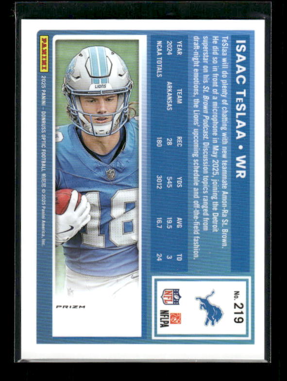 Isaac TeSlaa - 2025 Optic Football - Purple Shock - Rated Rookie