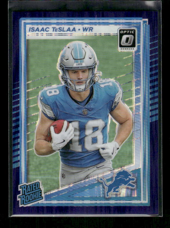 Isaac TeSlaa - 2025 Optic Football - Purple Shock - Rated Rookie