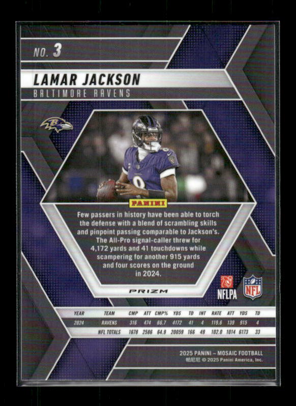 Lamar Jackson - 2025 Mosaic Football - Silver Mosaic