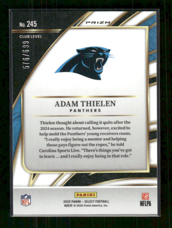 Adam Thielen - 2025 Select Football - Neon Green Shock /699