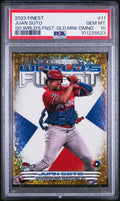 Graded 2023 Topps Finest Juan Soto #11 '00 Worlds Finest Gold Mini Diamond /50 Baseball Card PSA 10 Gem Mint