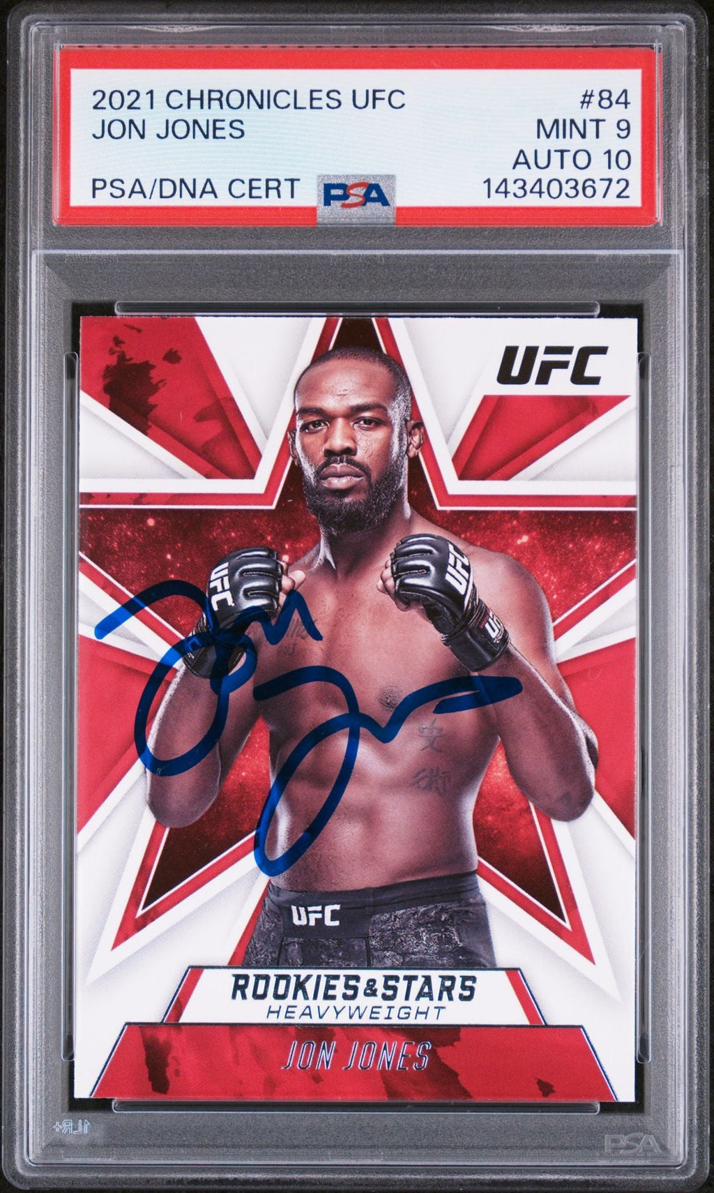 Jon Jones Signed 2021 Panini Rookies & Stars UFC #84 – PSA 9 AUTO 10