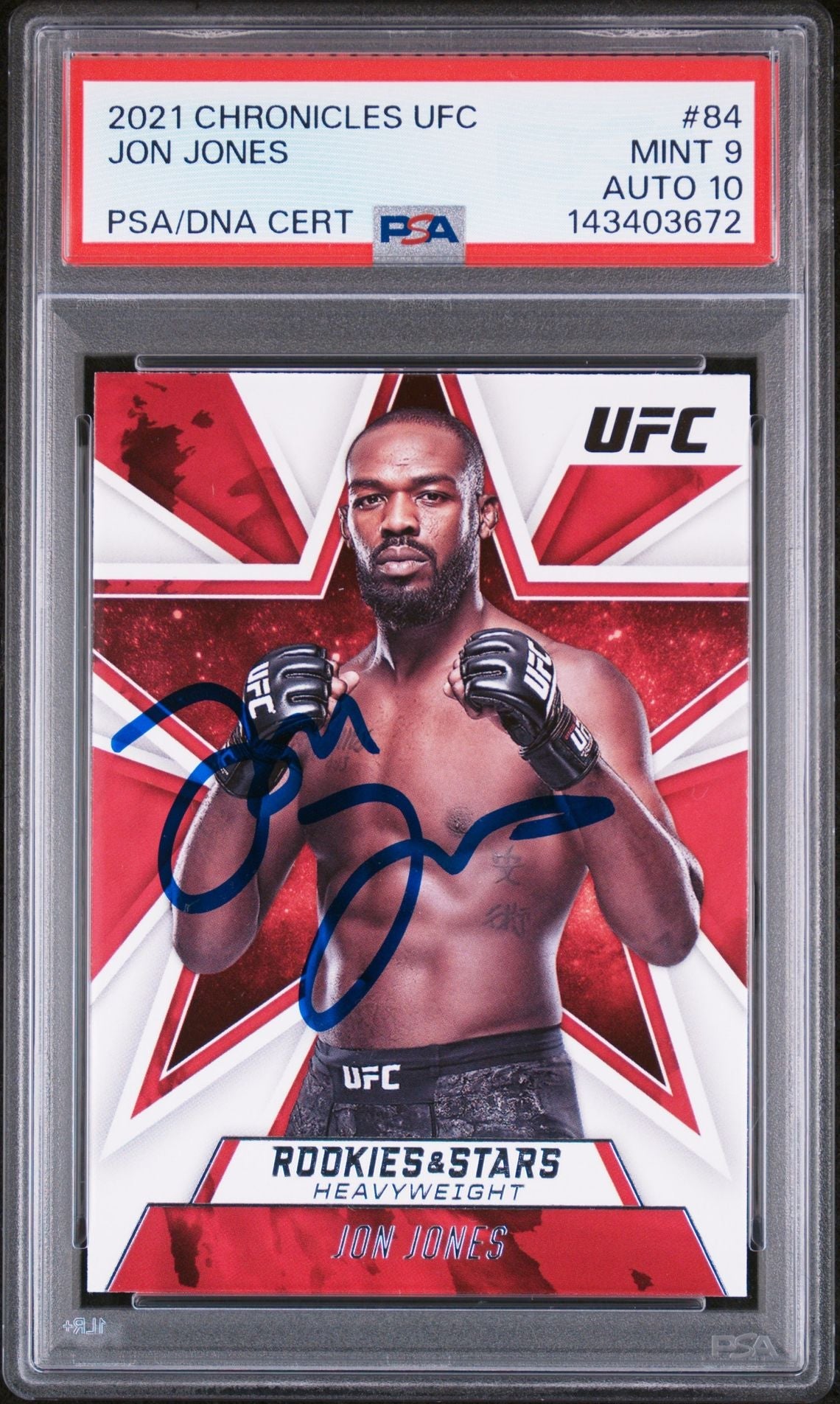 Jon Jones Signed 2021 Panini Rookies & Stars UFC #84 – PSA 9 AUTO 10