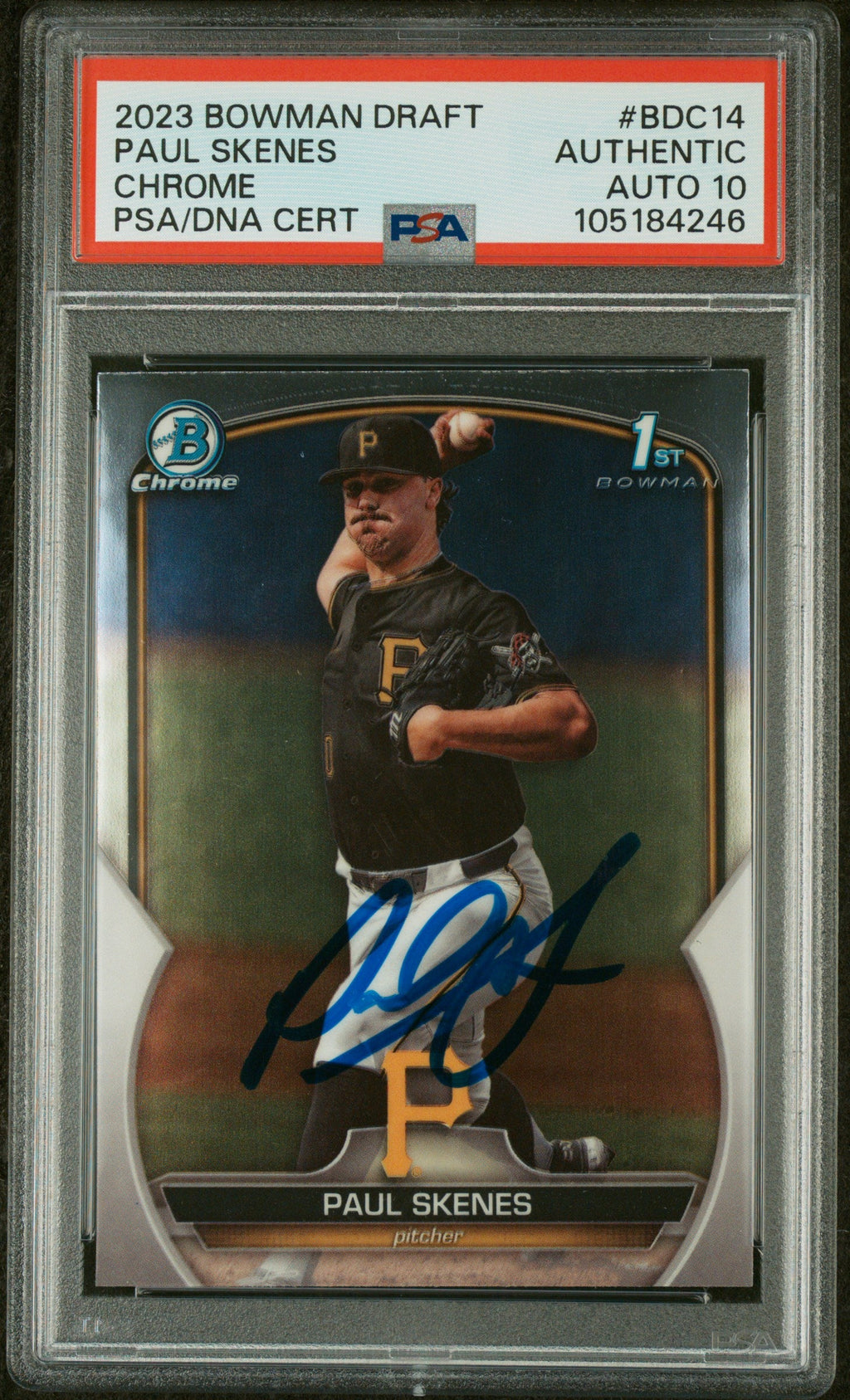 Graded 2023 Topps Bowman Draft Paul Skenes #BDC14 Chrome Rookie RC Baseball Card PSA 10 Auto Grade Gem Mint