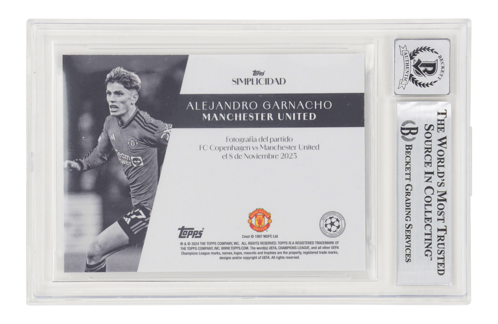 Alejandro Garnacho Signed 2023-24 Topps Simplicidad UCC /99 - BGS Autograph 10