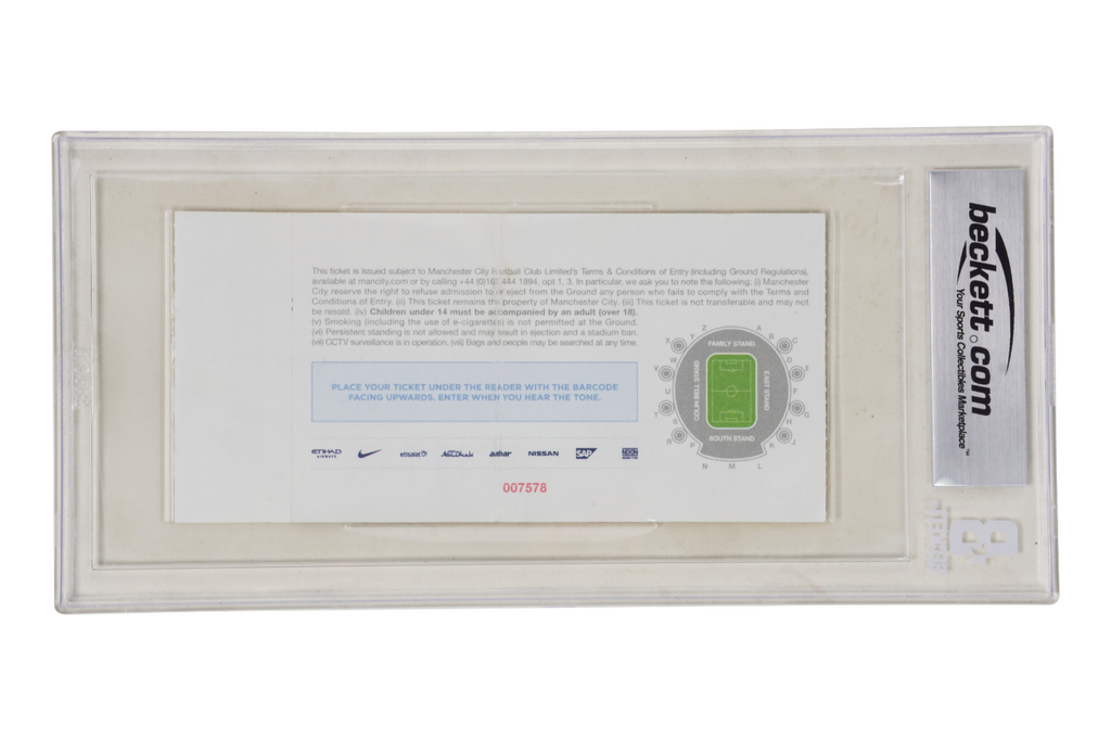 Sergio Aguero Signed 2017 EPL Goal Record For Non-European Match Ticket – BGS 3