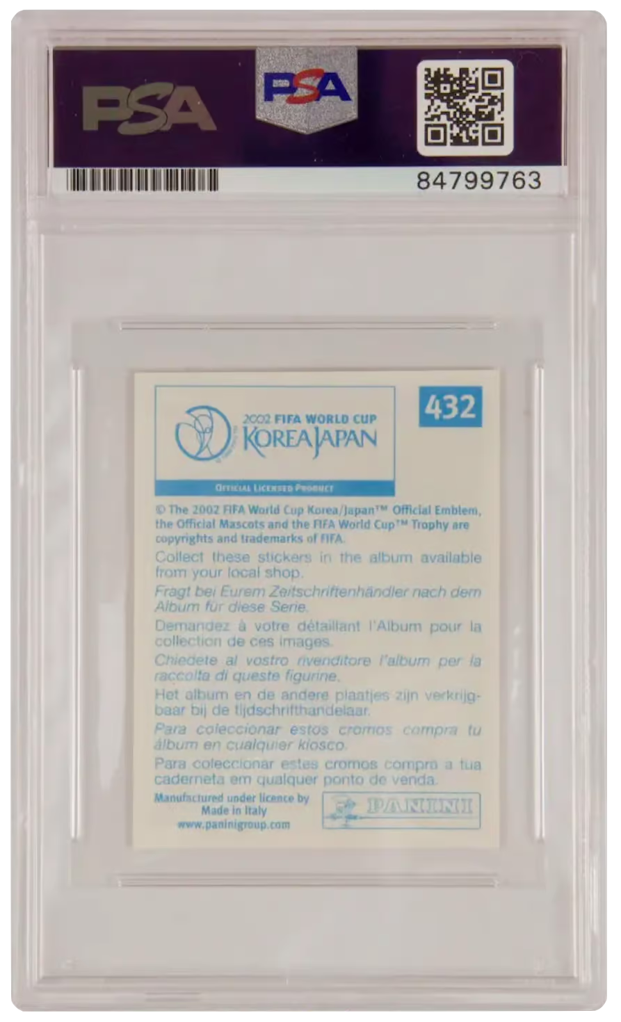 Steven Gerrard Signed 2002 Panini World Cup England Sticker #432 – PSA 10