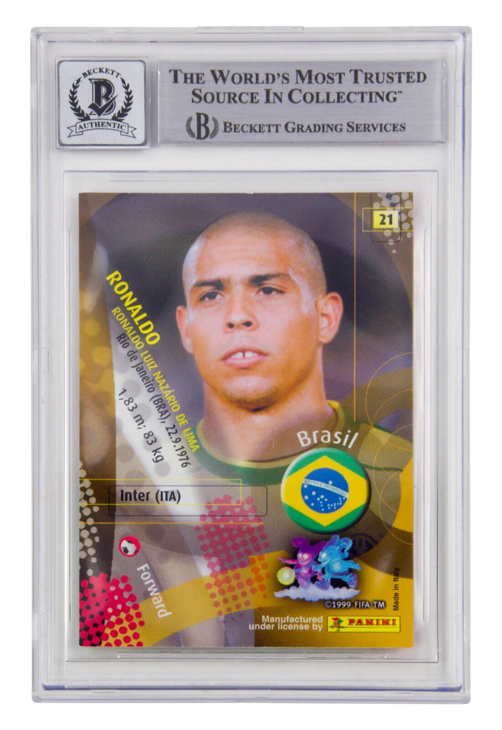 Ronaldo Nazario Signed 2002 Panini World Cup Japan #21 – BGS 10 Autograph