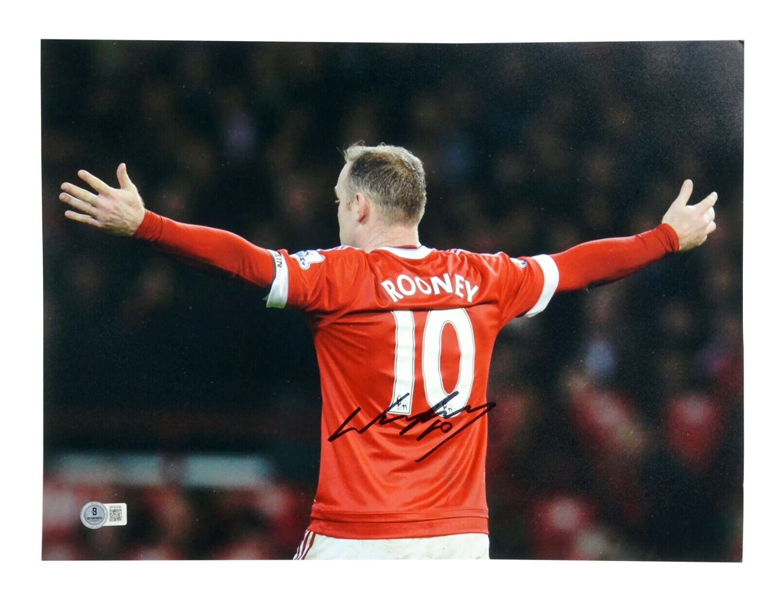 Wayne Rooney Signed Manchester Utd Soccer Print Size 16″ x 12″ with Beckett COA