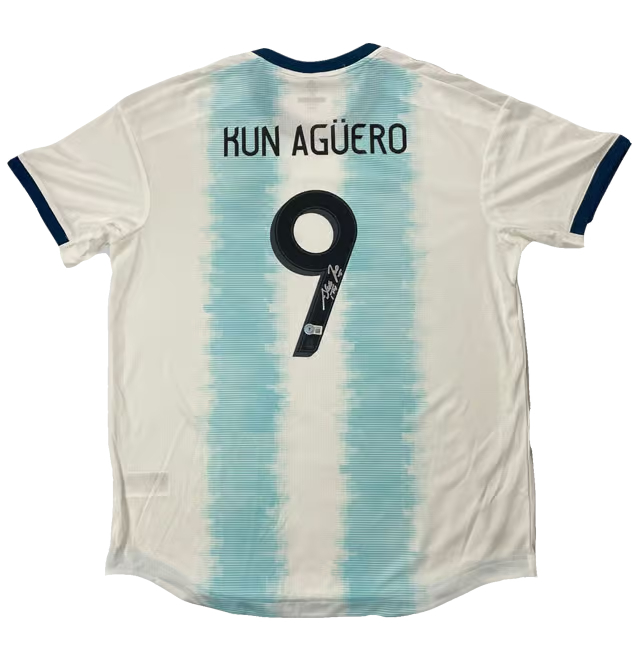 Framed Sergio Aguero Signed Argentina FC Soccer Jersey #9 with Beckett COA