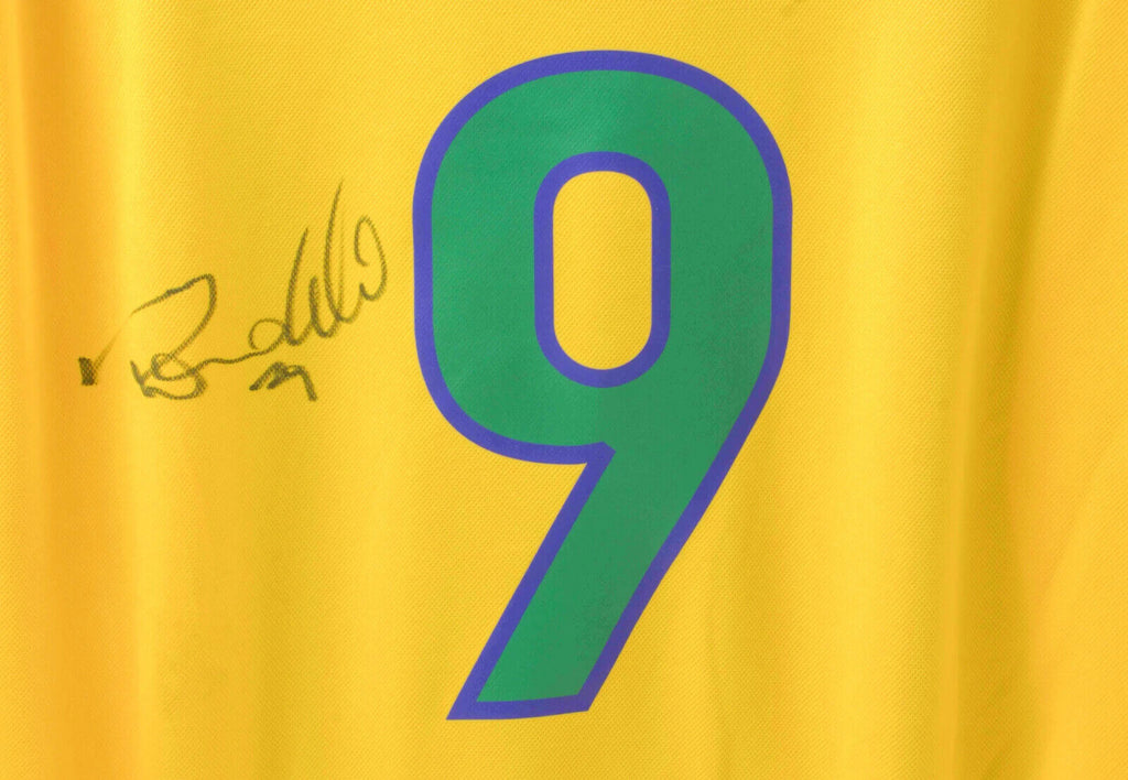 Ronaldo Nazario Signed Brazil FC Home Soccer Jersey #9 with Beckett COA